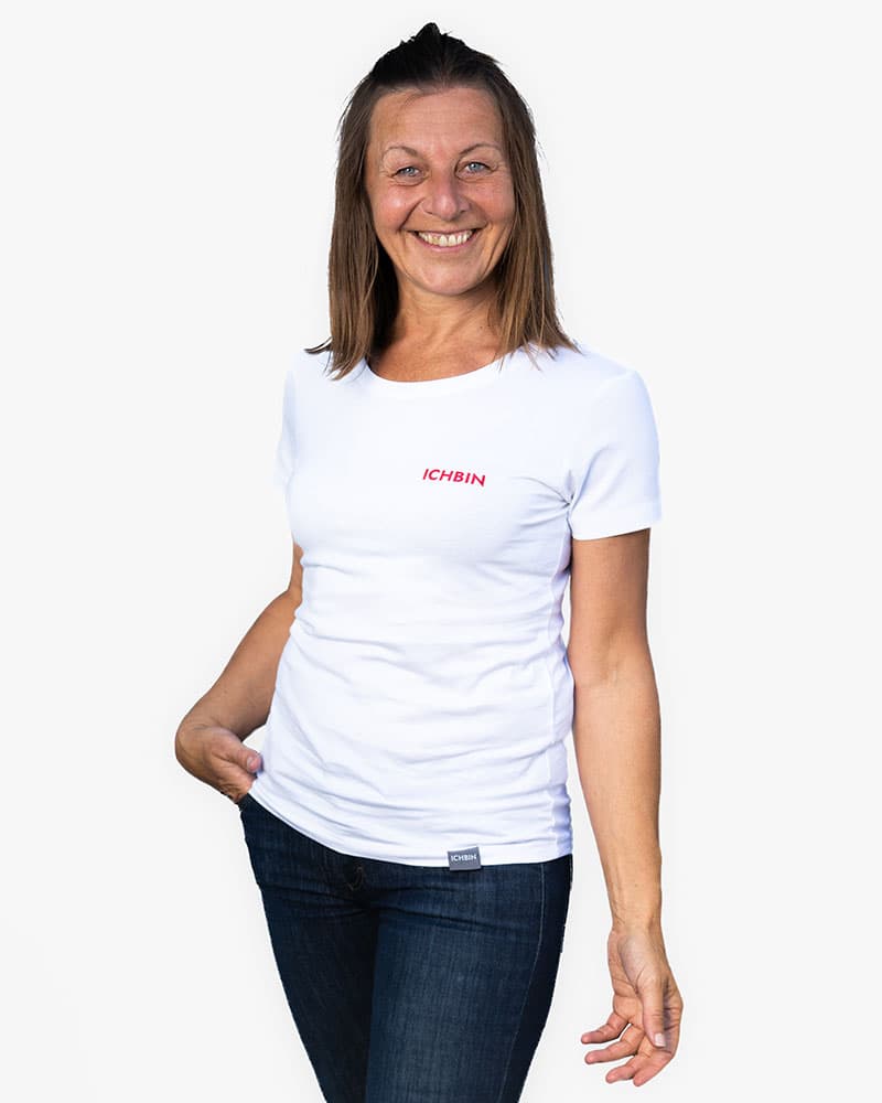 ICHBIN T-Shirt Damen Herzensgüte Weiß/Rot