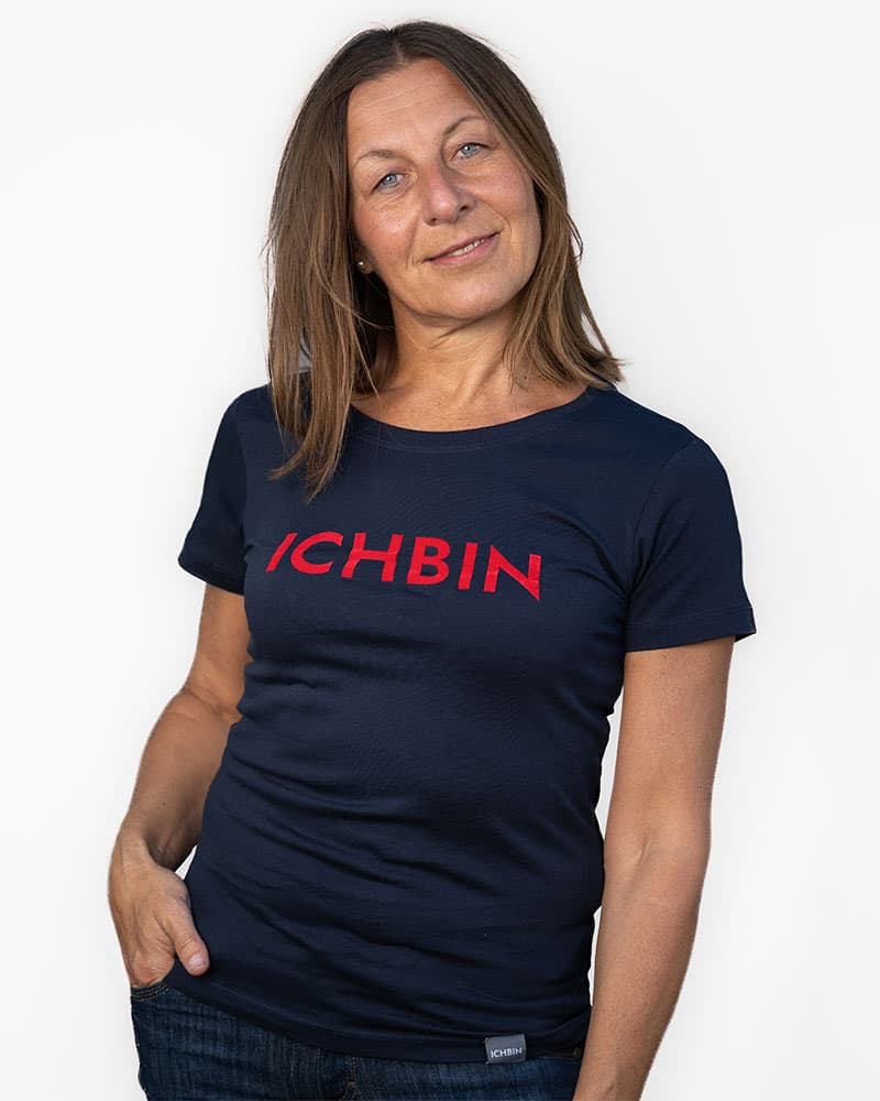 ICHBIN T-Shirt Damen Lebensfreude Navy/Rot