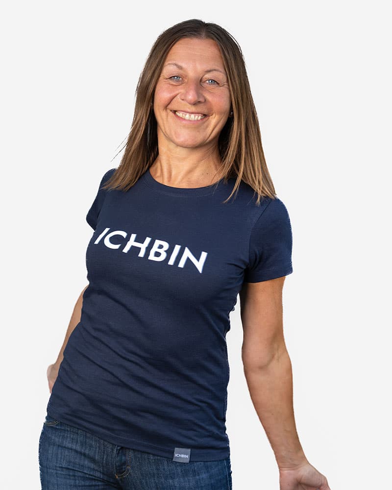 ICHBIN T-Shirt Damen Lebensfreude Navy/Weiß