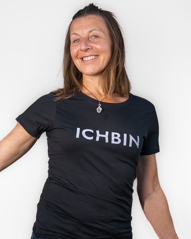 ICHBIN T-Shirt Damen Lebensfreude Schwarz/Hellgrau