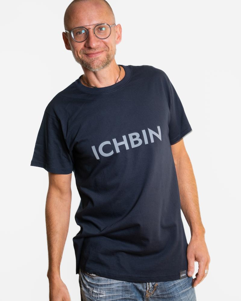 ICHBIN T-Shirt Herren Lebensfreude Navy/Hellgrau