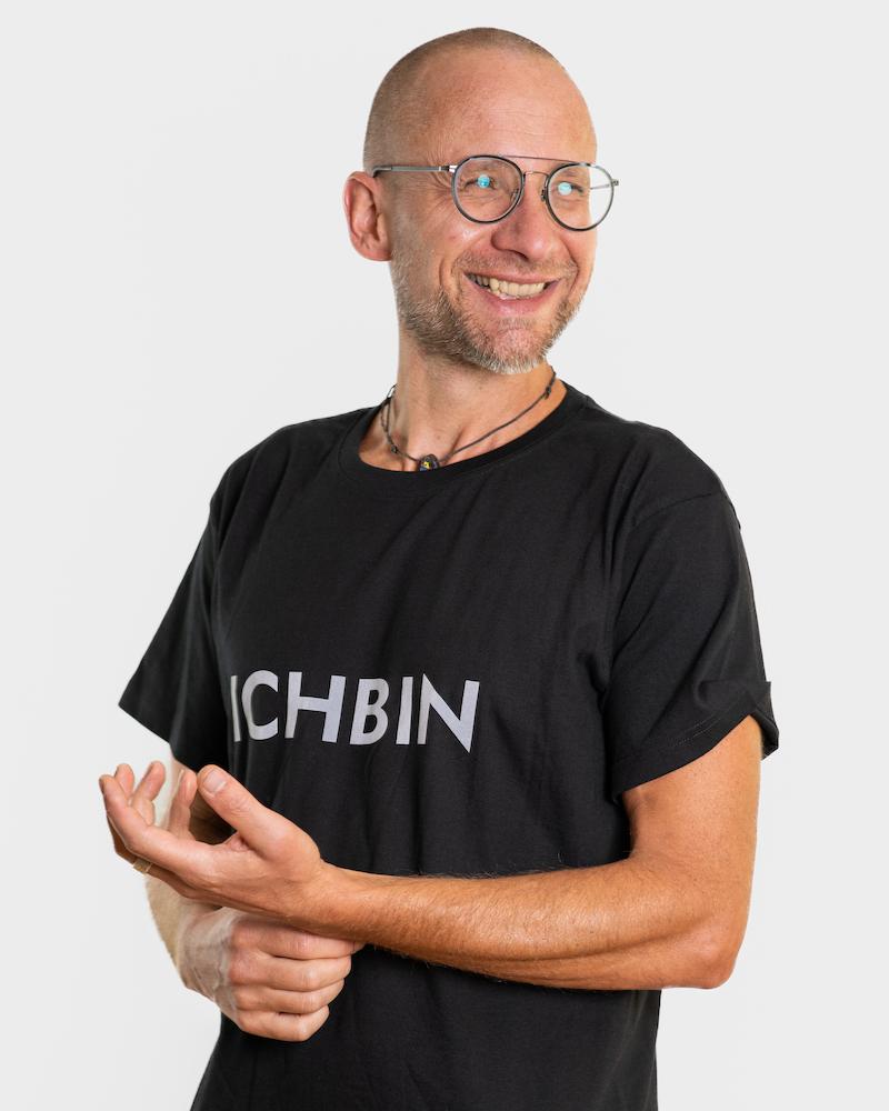 ICHBIN T-Shirt Herren Lebensfreude Schwarz/Hellgrau