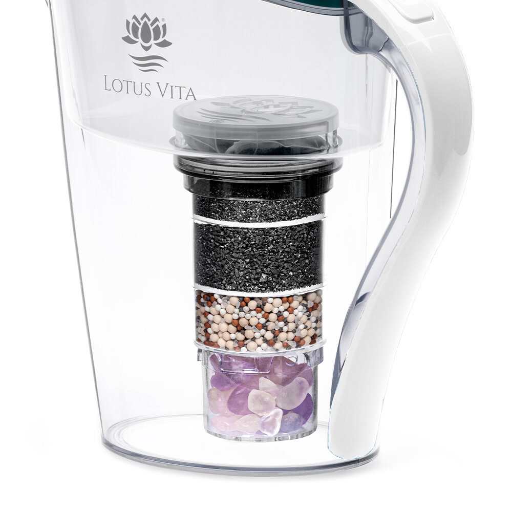 Lotus Vita Wasserfilter-Kanne Family 1,8L - Natura Plus Weiß Kristallsteinfachbild