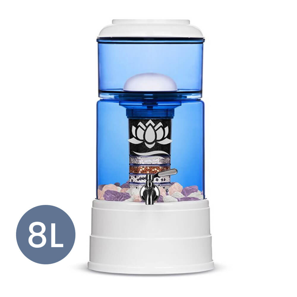 Wasserfilter Lotus Fontana Klassik Glas-Wasserspender 8L Blau