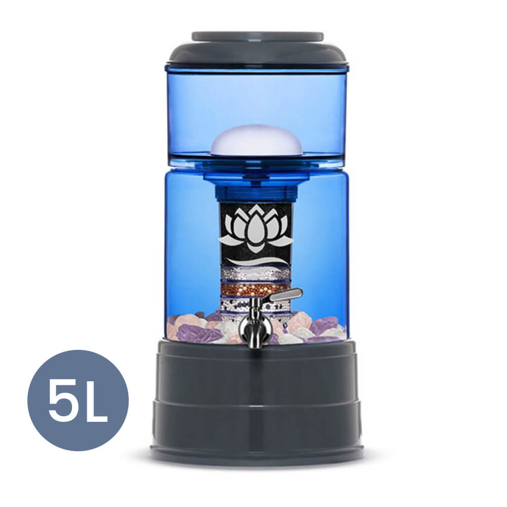 Wasserfilter Lotus Fontana Klassik Mini Glas-Wasserspender 5L Blau