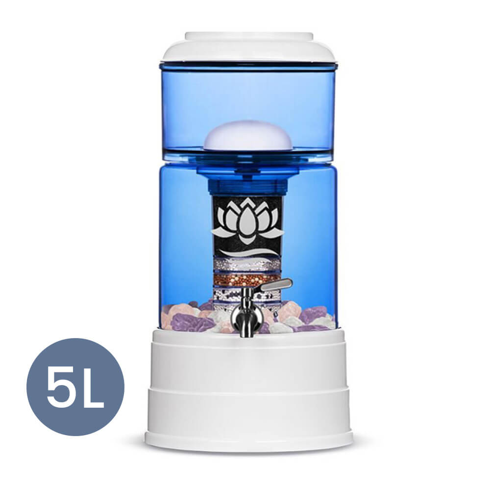 Wasserfilter Lotus Fontana Klassik Mini Glas-Wasserspender 5L Blau