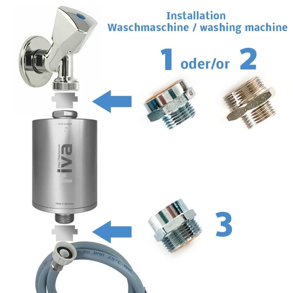 riva Waschmaschinen Wasserfilter-Anschluss-Set | 3-teilig am Filter
