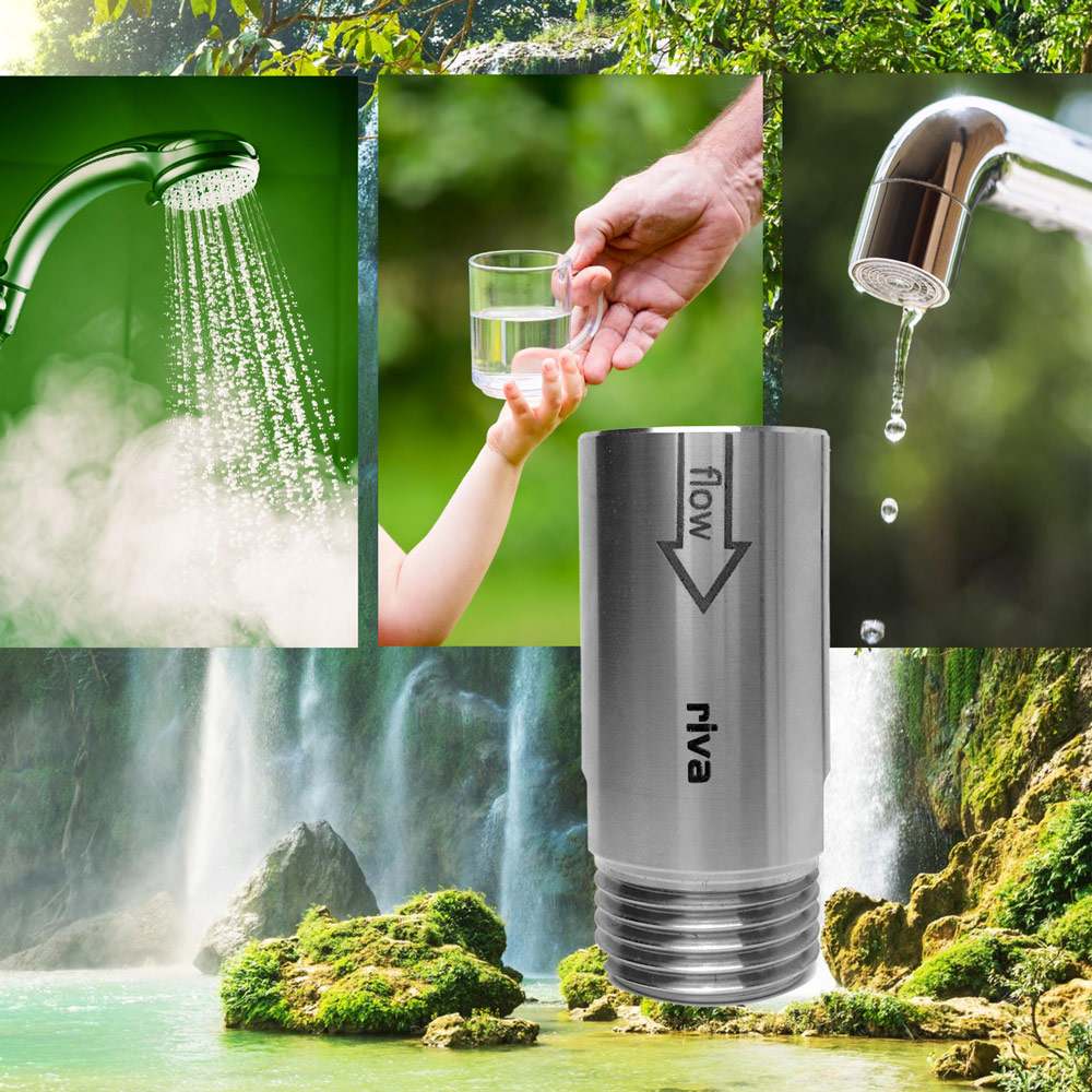 riva YUNA Inline Wasserwirbler für Dusche und Trinkwasser Infografik